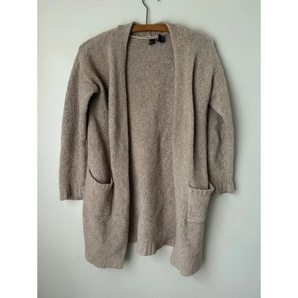 Soft Knit Cardigan Duster‎ Sweater, Open Front, Neutral Cozy Loungewear